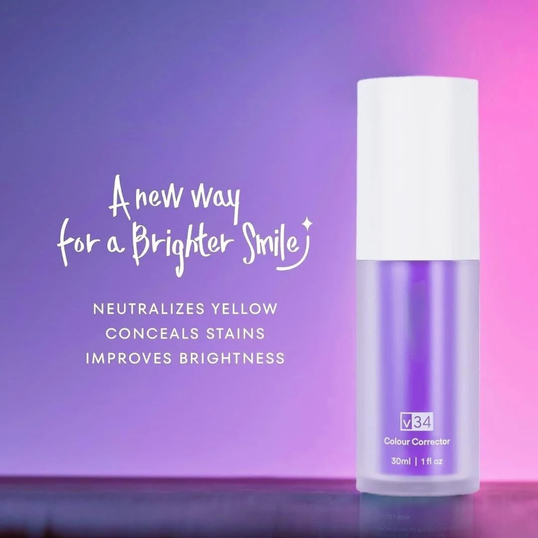 Bright white smile after using purple toothpaste